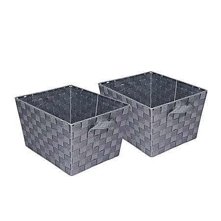 Photo 1 of Honey-Can-Do Task-It Woven Baskets, Medium Size, Silver, Pack Of 2
