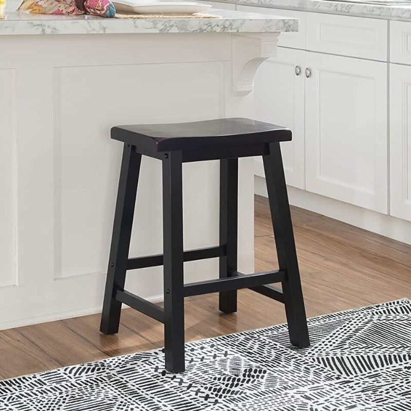 Photo 1 of (2 pack) Wood stools antique grey / black