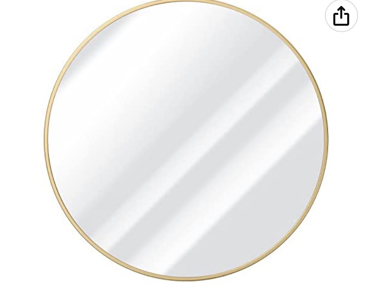 Photo 1 of YAZIZI Gold Round Mirror, Circle Mirror 20 inch Gold Frame Round Mirror for Bathroom Vanity Wall Decor Circular Mirror Small for Makeup Circle Mirror for Bedroom,Living Room,Dining Room