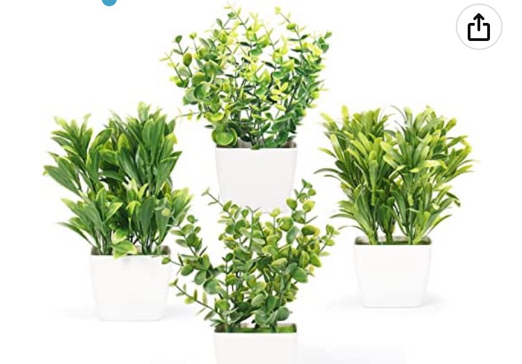 Photo 1 of TENRIOS Artificial Plants, Fake Mini Potted Plant 4 Pack Small Eucalyptus Greenery Decor for Indoor Home Farmhouse Aesthetic Bedroom Shelf Office Desk Bathroom Decoration