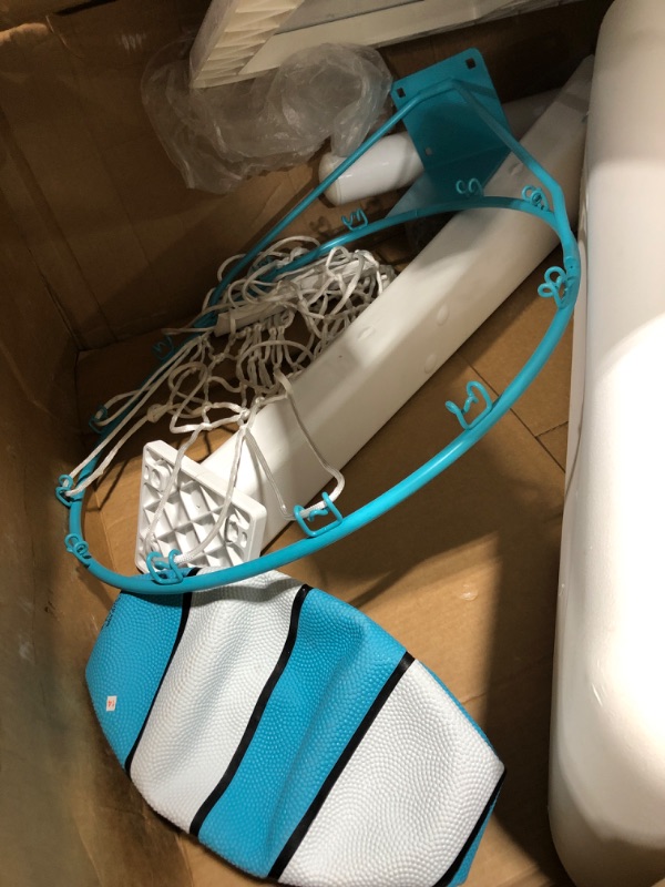 Photo 5 of Dunn-Rite Splash & Shoot Outdoor Adjustable Height Swimming Pool Basketball Hoop w/ Ball, Base, & 18 Inch Stainless Steel Rim for Adults & Kids, Choose Clear or White ** SCREWS NOT INCLUDED**