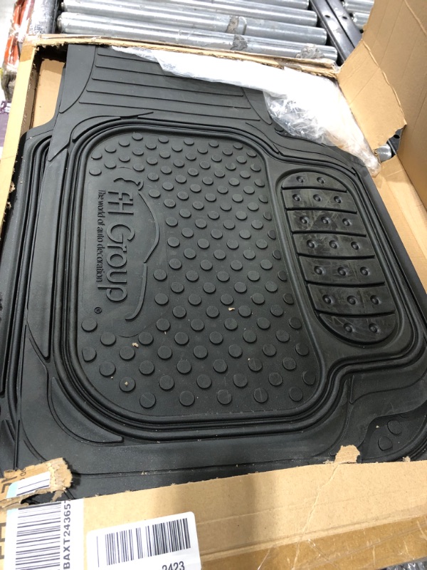 Photo 1 of Automotive Floor Mats Black Climaproof for All Weather Protection Universal Fit Heavy Duty Rubber fits Most Cars, SUVs, and Trucks (Full Set Trim to Fit) FH Group F11500BLACK