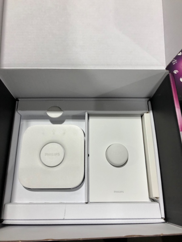 Photo 2 of Philips Hue White and Color Ambiance Base Lumen (60W) Smart Button Starter Kit, 16 Millions Colors, Works with Amazon Alexa, Google Assistant, Apple HomeKit 60 Watt (OLD VERSION) Old White and Color Ambiance Starter Kit Only