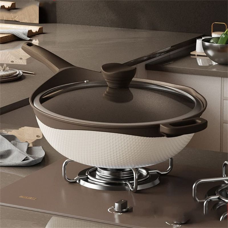 Photo 1 of [JEEMIC] Natural Clay Wok Non-Stick Pan 32CM Household Oil-Free Two-Color Induction Cooker Gas Stove Suitable