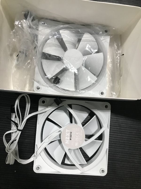 Photo 1 of NZXT F120 RGB Fans - RF-R12TF-W1 - Advanced RGB Lighting Customization - Whisper Quiet Cooling - Triple (RGB Fan & Controller Included) - 120mm Fan - White White 120mm Triple Pack