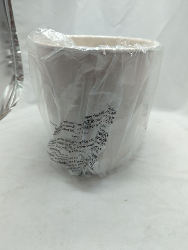 Photo 2 of mDesign Round Metal Small Trash Can Wastebasket, Garbage Bin - Light Cream