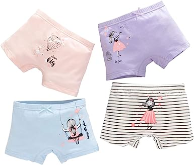 Photo 1 of Core Pretty Little Girls Cotton Boy Shorts Toddler Panties Baby Princess Underwear (Pack of 4) (DRESSGIRL, 11-12 Years)
