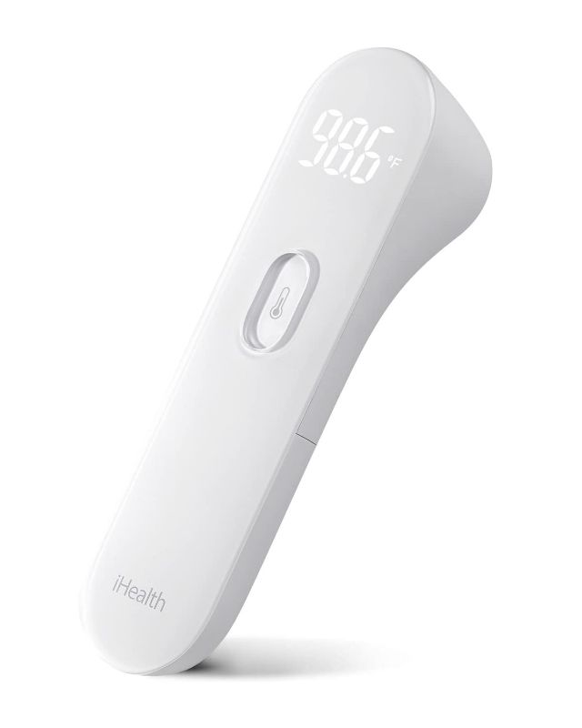 Photo 1 of iHealth No-Touch Forehead Thermometer, Digital Infrared Thermometer for Adults and Kids, Touchless Baby Thermometer, 3 Ultra-Sensitive Sensors, Large LED Digits, Quiet Vibration Feedback, Non Contact
