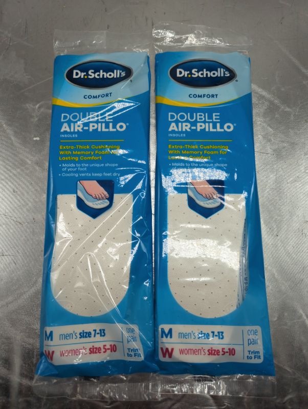 Photo 2 of Dr. Scholl’s Comfort Double Air-Pillo Insoles, Men’s Size 7-13, Women’s Size 5-10 , 1 Pair Double Air Pillo 1 Pair (Pack of 2)