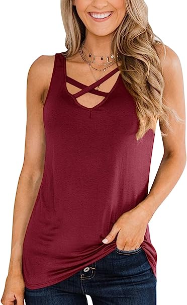 Photo 1 of Clarisbelle Women's Summer V Neck Criss Cross Tank Top - Size Large
