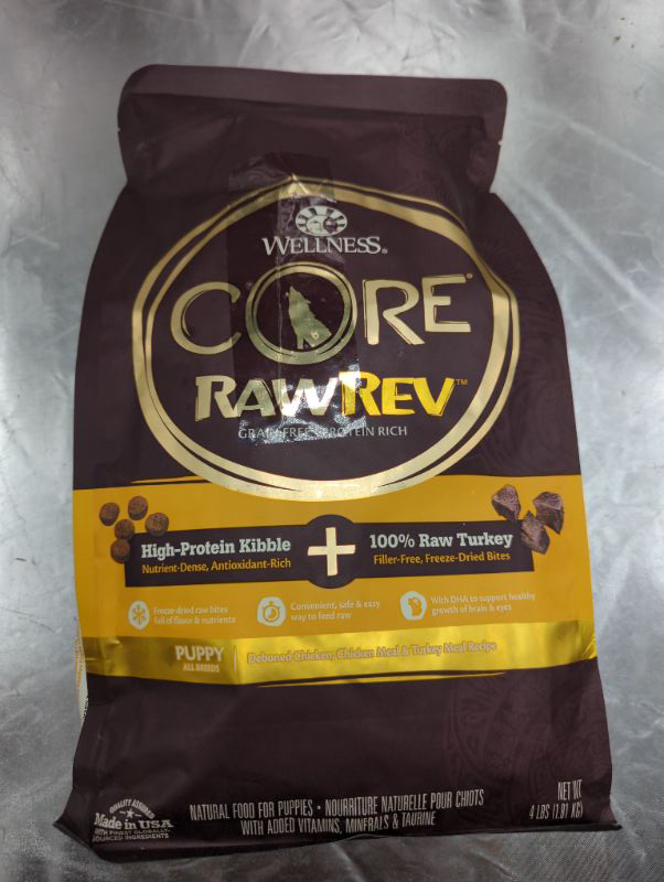 Photo 2 of Wellness CORE RawRev Grain-Free Dry Puppy Food, Natural Ingredients, Made in USA With Real Freeze-Dried Meat (Puppy, Turkey, 4 lbs)
