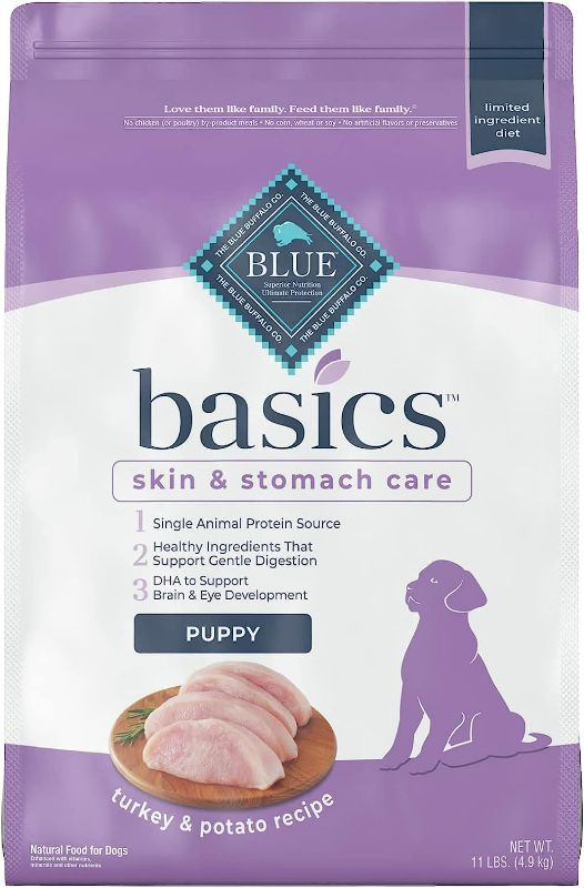 Photo 1 of Blue Buffalo Basics Skin & Stomach Care, Natural Puppy Dry Dog Food, Turkey & Potato 11-lb
