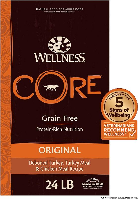 Photo 1 of Wellness CORE Natural Grain Free Original Turkey & Chicken Dry Dog Food, 24 lbs.
