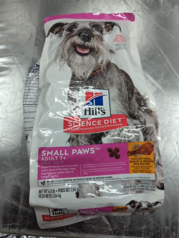 Photo 2 of Science Diet Adult 7+ Small Paws Chicken Meal, Barley & Brown Rice Recipe Dry Dog Food - 4.5lbs
