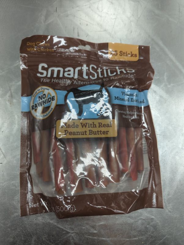 Photo 1 of SmartBones SmartSticks, Treat Your Dog to a Rawhide-Free Chew Made With Real Meat and Vegetables 25 Count (Pack of 1) Peanut Butter 25 Count (Pack of 1)