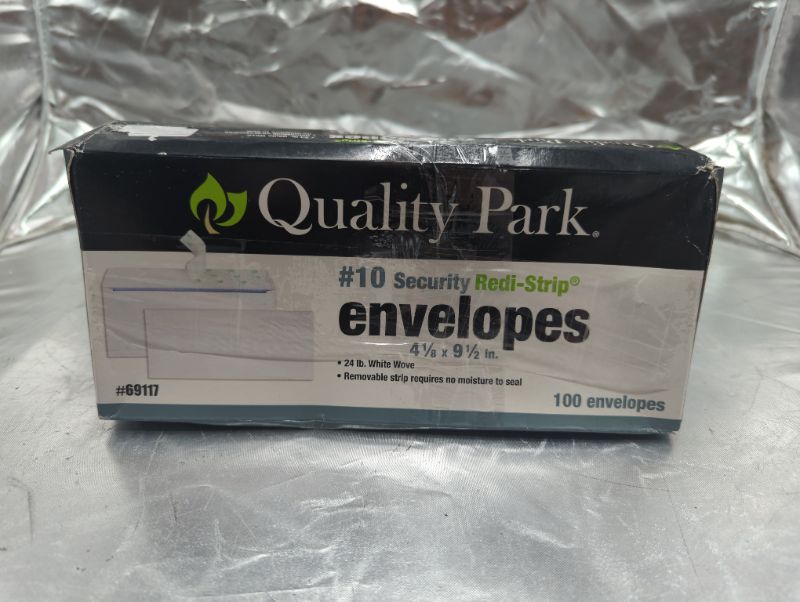 Photo 2 of Quality Park #10 Self-Seal Security Envelopes, Security Tint and Pattern, Redi-Strip Closure, 24-lb White Wove, 4-1/8" x 9-1/2", 100/Box (QUA69117)