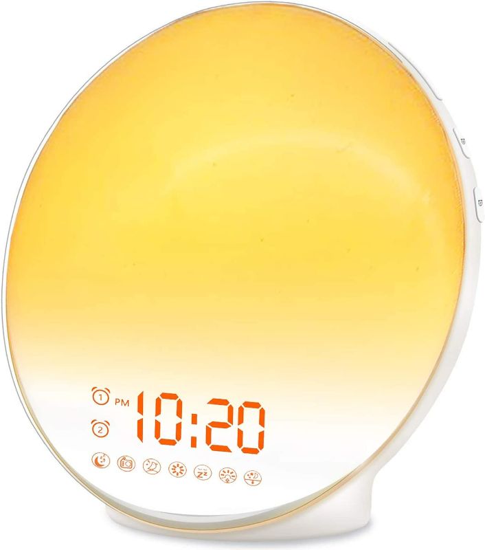 Photo 1 of JALL Wake Up Light Sunrise Alarm Clock for Kids, Heavy Sleepers, Bedroom, with Sunrise Simulation, Sleep Aid, Dual Alarms, FM Radio, Snooze, Nightlight, 7 Colors, 7 Natural Sounds, Ideal for Gift
