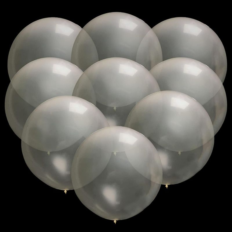 Photo 1 of 30pcs Clear Balloons 18 Inch Big Clear Balloons Latex Giant Clear Balloon Jumbo Thick Balloons for Photo Shoot Birthday Wedding Party Festival Decorations
