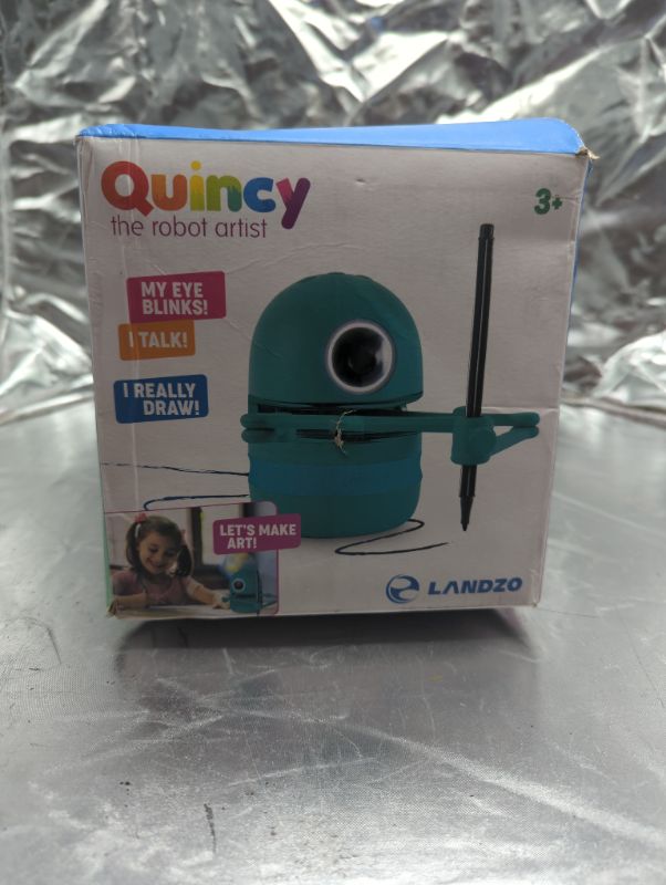 Photo 2 of Quincy the Robot Artist Draw Spell Write Read Add Learn Educational Fun for Kids Interactive Teaching Reading Writing Spelling Vocabulary Math Ages 3-5 Stem/Steam 64 Reusable QR Cards 4 Activity Books
