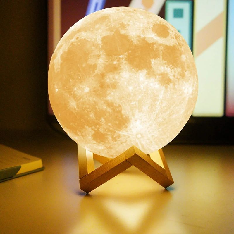 Photo 1 of TyTopFan Moon Lamp Goodfeel 4.8in 16 Colors LED 3D Print Moon Light with Stand & Remote &Touch Control and USB Rechargeable Moon Light Lamps for Kids Friends Lover Birthday Christmas Gifts (4.8inch)