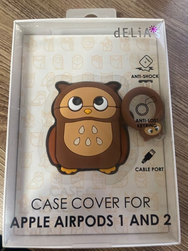 Photo 2 of delia owl case cover for apple airpods 1 and 2 anti shock anti lost keyring new 