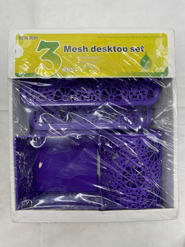 Photo 1 of 3 Metal Mesh Desktop Organizer - Purple