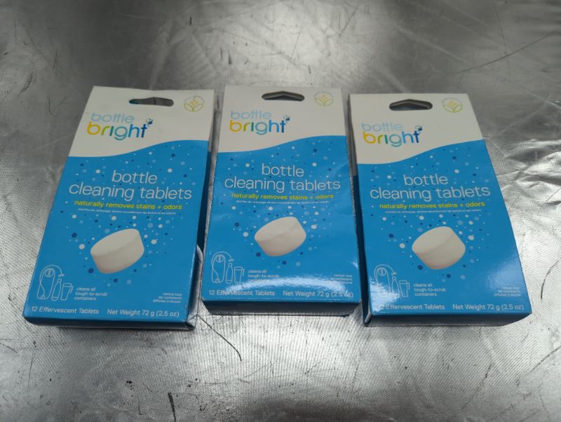 Photo 4 of Bottle Bright (12 Tablets) - Cleaning Tablets for Water Bottle, Container & Hydration Pack - Fresh and Clear - Safe and Free of Harmful Ingredients NEW - 3 PACK