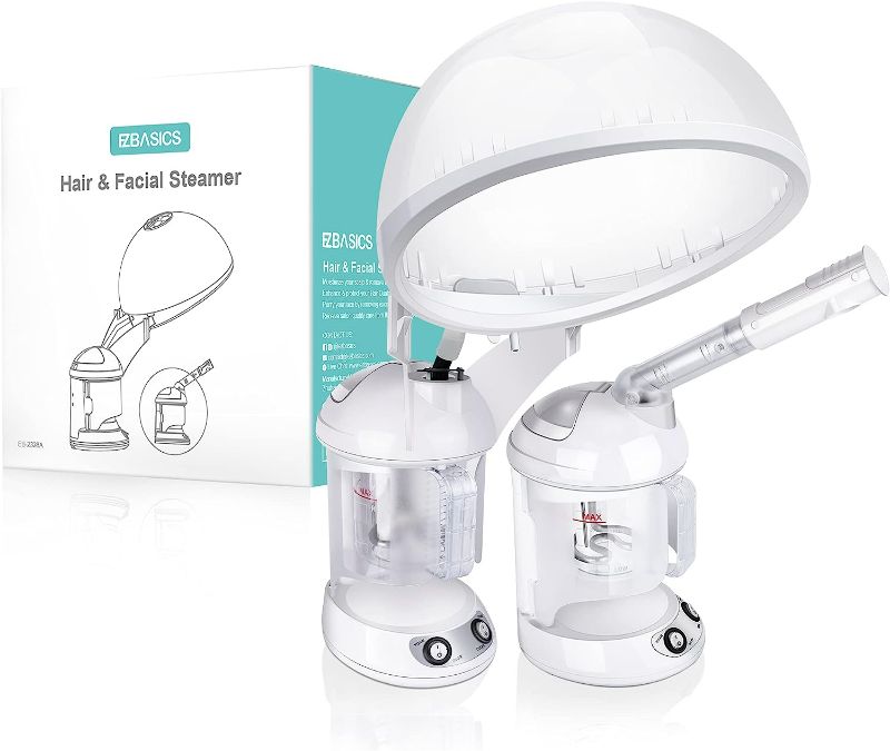 Photo 1 of Hair Steamer EZBASICS 2 in 1 Ion Facial Steamer with Extendable Arm Table Top Hair Humidifier Hot Mist Moisturizing Facial Atomizer Spa Face Steamer Design for Personal Care Use At Home or Salon