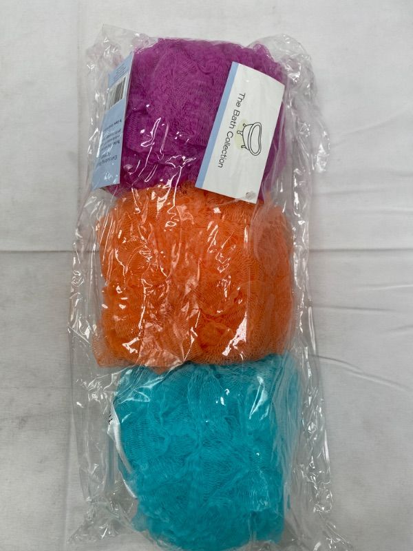 Photo 1 of  Bath Shower Loofah Sponge (Assorted Colors)Pouf Body Wash Scrubber  (Set of 3) NEW 