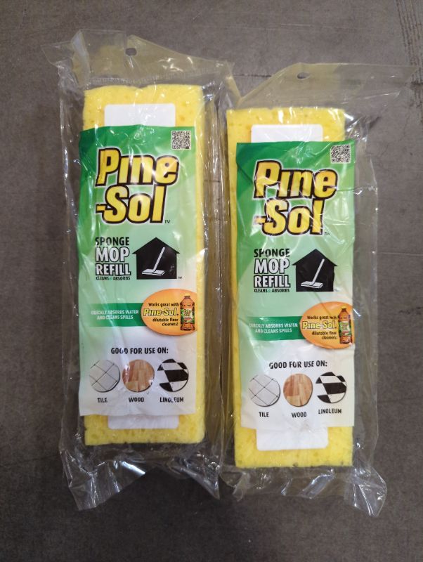 Photo 1 of Pine-Sol Sponge Mop Refill – Replacement Head Attachment | Multi-Purpose Cleaner for Tile, Wood, Linoleum Floors NEW - 2 Pack