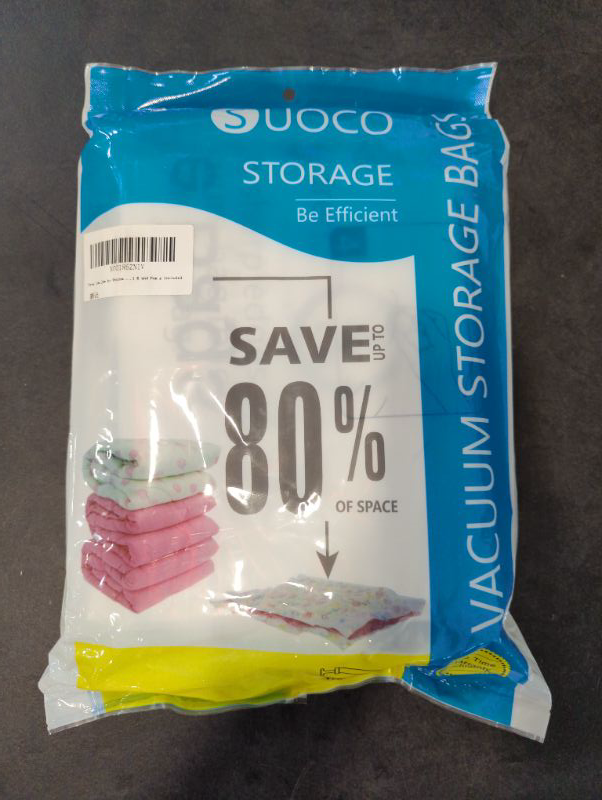 Photo 2 of SUOCO Vacuum Storage Bags (8 Jumbo), Space Saver Bags for Clothes, Bedding, Pillows, Comforters, Blankets Storage, Vacuum Sealer Compression Airtight Bags with Travel Hand Pump
