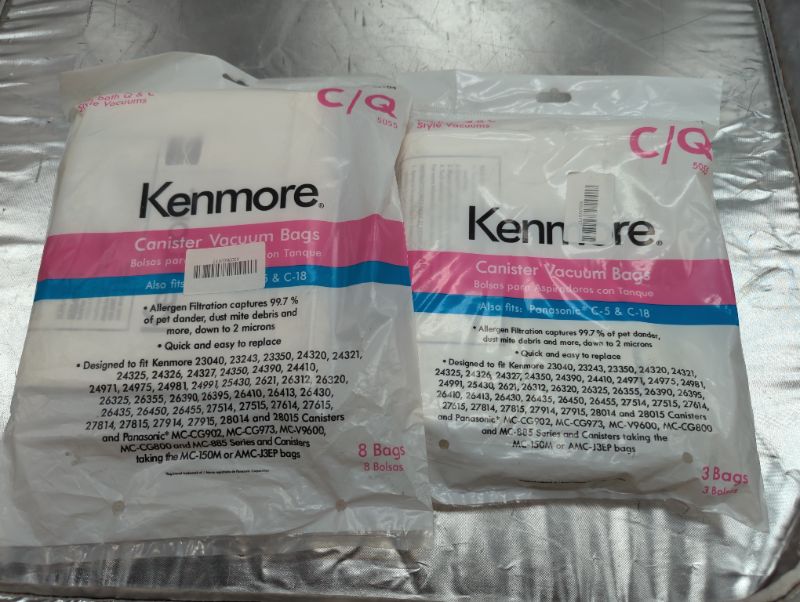 Photo 2 of Kenmore Vacuum Bag, Type C and Q, 8-Pack Genuine Original Equipment Manufacturer Part - 2 Pack/16 total