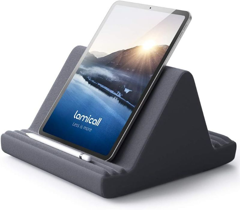 Photo 1 of Lamicall Tablet Pillow Stand, Pillow Soft Pad for Lap - Tablet Holder Dock for Bed with 6 Viewing Angles, Compatible with iPad Pro 9.7, 10.5,12.9 Air Mini 4 3, Kindle, Galaxy Tab, E-Reader - Dark Gray
