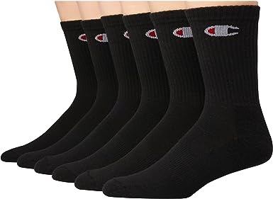Photo 1 of Champion Men's Performance Crew Socks 6-Pack - Black - Shoe Size 6-12