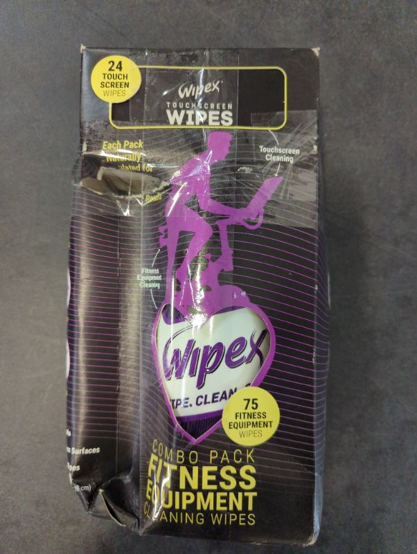 Photo 2 of Wipex Gym Wipes & Screen Wipes for Electronics Combo Pk - 75ct Canister Fitness Equipment Cleaner Wipes & 24ct Touch Screen Wipes Individually Wrapped Safe for All Fitness Equipment and Touch Screens Combo Cleaning Kit 75 Count (Pack of 1 + Screen Cleaner