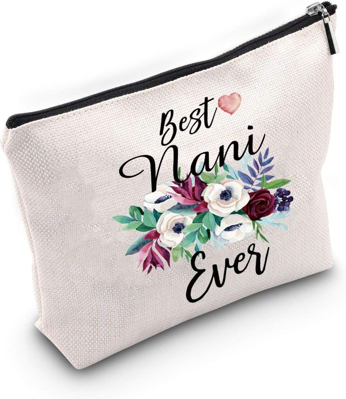 Photo 1 of TSOTMO Best Nani Ever Makeup Bag Nani Gift Grandma Gift from Grandchildren Grandma Birthday Gift (Nani)
