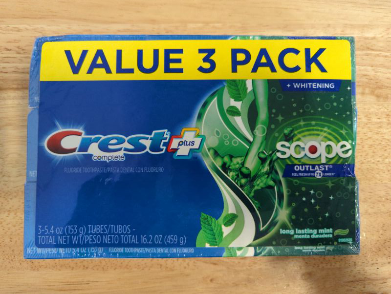 Photo 2 of Crest Plus Scope Outlast Complete Whitening Toothpaste, Mint, 5.4 Ounce, 3 Count