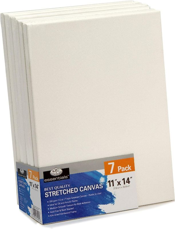 Photo 1 of Royal & Langnickel Essentials 11x14" Triple Gessoed Stretched Canvas Value Pack, for Oil and Acrylic Painting, 7 Pack
