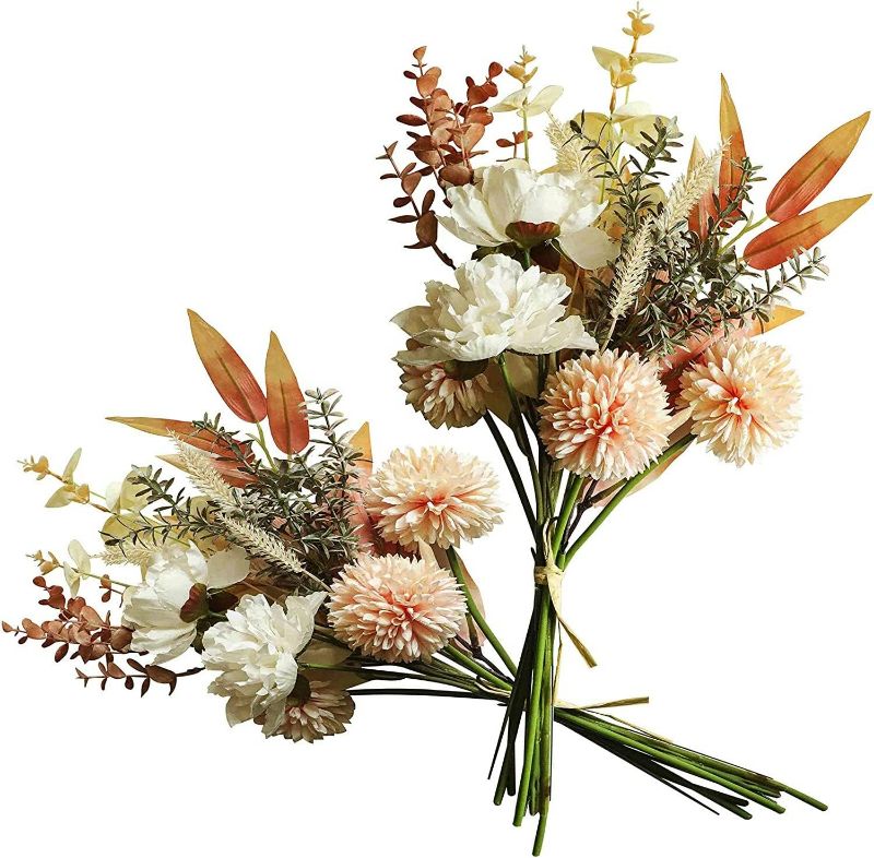 Photo 1 of 2Packs Artificial Faux Flowers 17.3" Fall Flower Arrangement Boho Style Bouquets Floral Rustic Decoration Table Centerpieces for Home Kitchen - see photo for colors