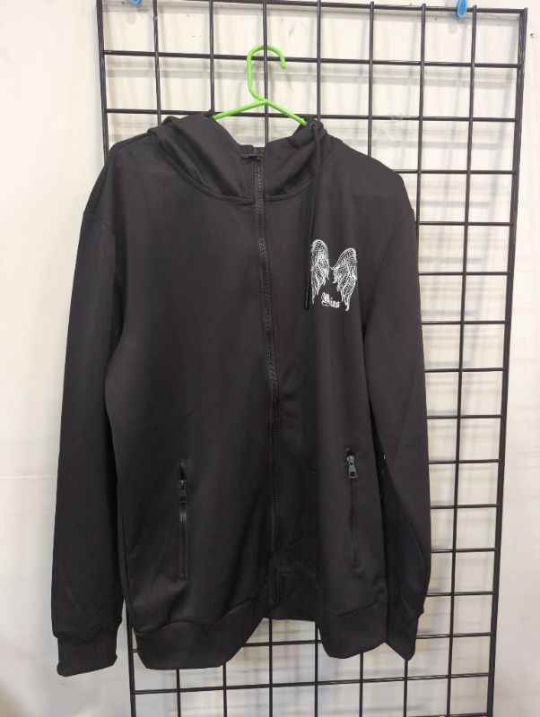 Photo 1 of Mebius - Men's Long Sleeve Black Zip Up Hooded Jacket - Size Medium