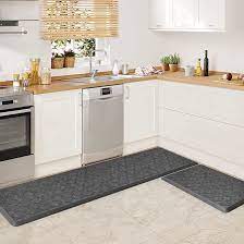 Photo 1 of KMAT 2PCS Kitchen Mat Cushioned Anti-Fatigue Floor Mat,Waterproof Non-Slip Standing Mat,Ergonomic Comfort Floor Mat Rug for Home,Office,Sink,Laundry,Desk (17.3"x28"+17.3"x60", Grey)

