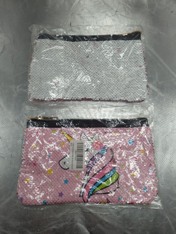 Photo 1 of WERNNSAI Unicorn Makeup Bag - Reversible Sequin Cosmetic Bag Sparkly Pink Zipper Vanity Toiletry Bag Pouch Purse for Girls Women Travel Birthday Christmas Gift - 2 PACK
