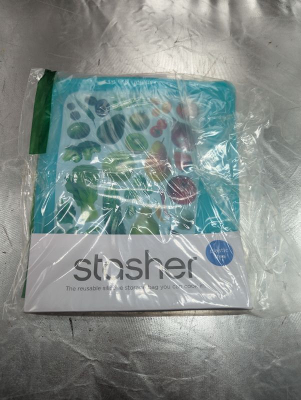 Photo 2 of Stasher Silicone Reusable Storage Bag, 1/2 Gallon (Aqua) | Food Meal Prep Storage Container | Lunch, Travel, Makeup, Gym Bag | Freezer, Oven, Microwave, Dishwasher Safe, Leakproof Aqua 1/2 Gallon