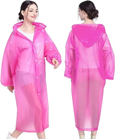 Photo 1 of Raincoat [2 Pack], Reusable Lightweight Rain Coat Ponchos for Adults Women + One Clear Rain Poncho