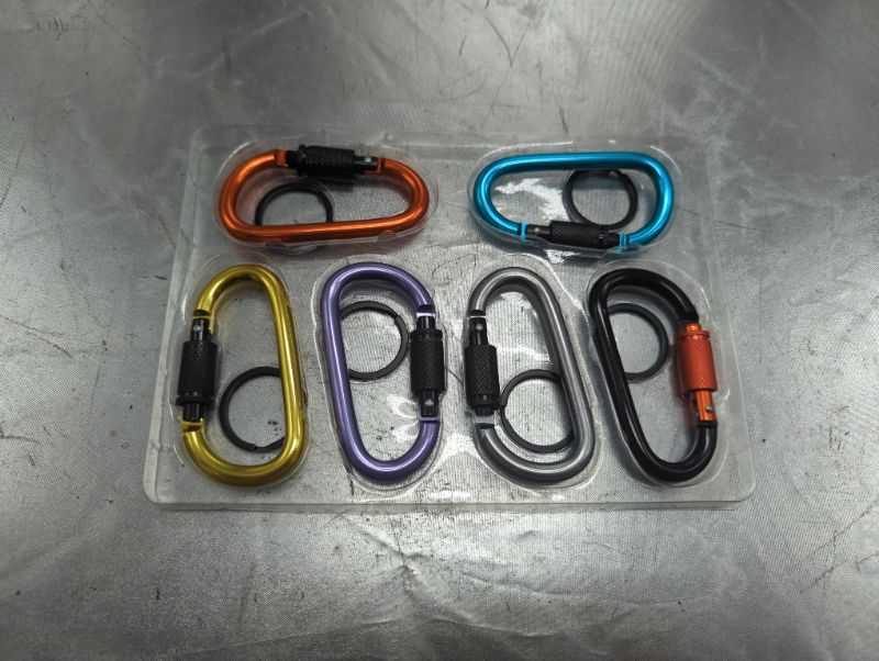 Photo 2 of 6PCS Carabiner Caribeaner Clip,3" Large D Ring Shape Carabeaner With Keyring Keychain Hook (random colors)
