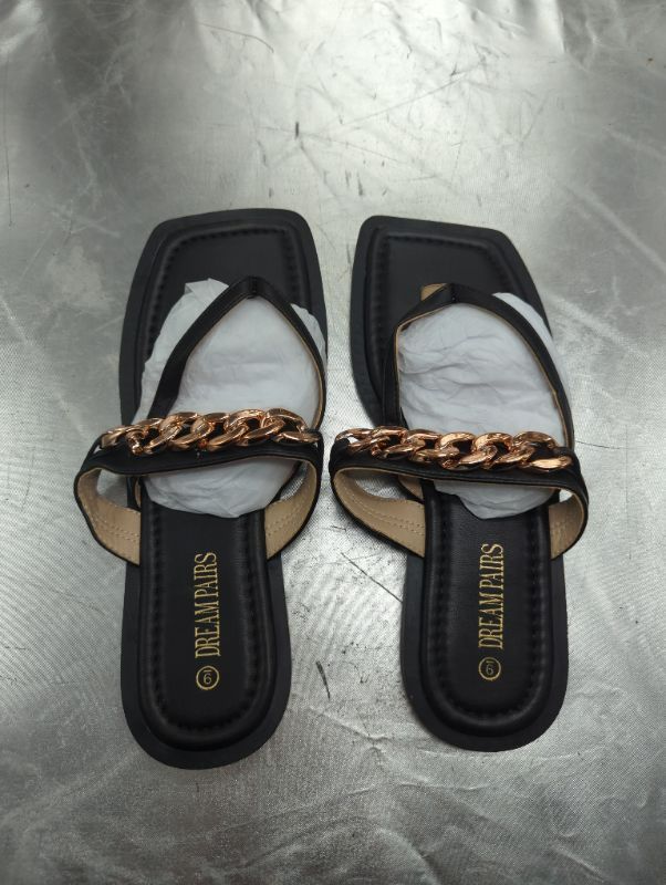 Photo 2 of Dream Pairs - Black Chain Decor Sandals - Size 9