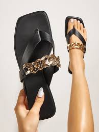 Photo 1 of Dream Pairs - Black Chain Decor Sandals - Size 9