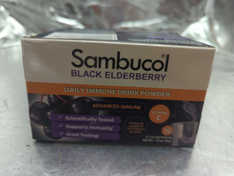 Photo 2 of Sambucol Black Elderberry Drink Powder - Daily Immune Black Elderberry Powder with Vitamin C, Vegan Friendly, Sugar Free, Delicious Berry Taste - 30 Count