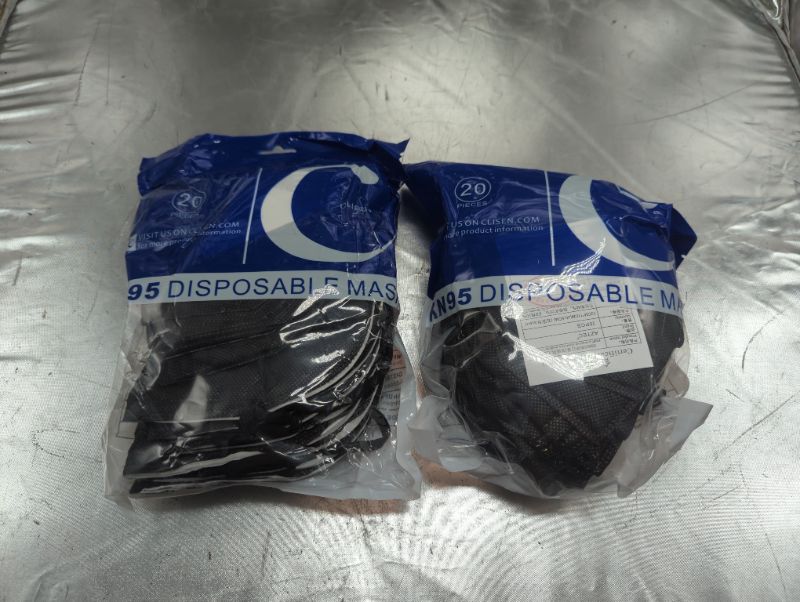 Photo 2 of KN95 Face Masks, 2 Packs of 20, 5-Ply Breathable and Comfortable Safety Mask, Filter Efficiency Over 95%, Protective Cup Dust Masks Against PM2.5 (Black Mask/40 Total)
