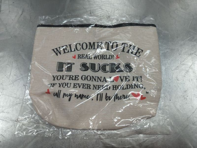 Photo 1 of Canvas Makeup Bag - Travel Bag - Gift for Women "Welcome to the Real World.. Call My Name, I'll Be There" - Double Sided